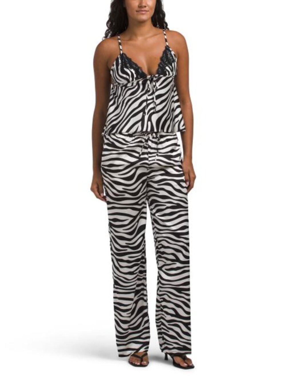LOVE TREE Zebra Lace Top And Pants Set